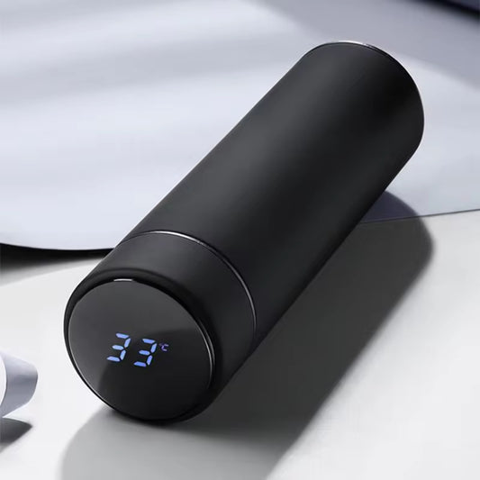 500ml Stainless Steel Vacuum Thermal Water Bottle with Digital Display, Leakproof Frosted Design for Coffee and Milk